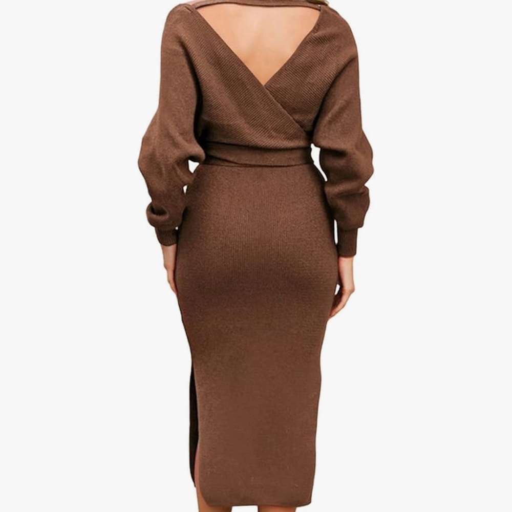 Fall Wrap Dress Knit - Picture 2 of 6
